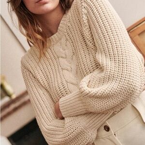 Sezane Cream Cable Knit Sweater
